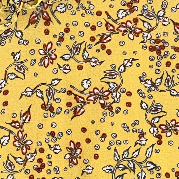 Max Studio Yellow Floral Midi Dress Smocked Waist with Ruffles Women Size Large - Picture 13 of 13